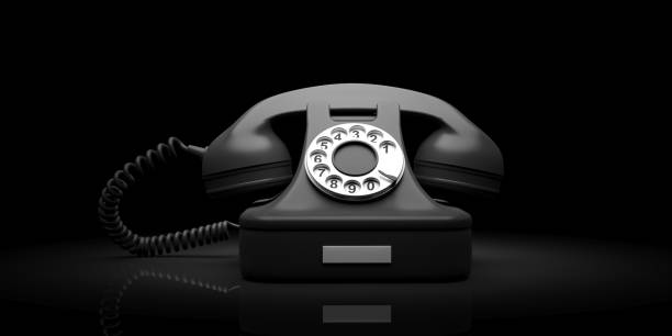 istock Black old telephone on black background. 3d illustration 1016259676
