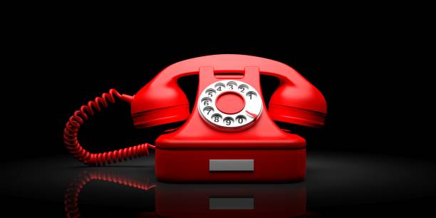 istock Red old telephone on black background. 3d illustration 1016259706