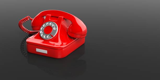 istock Red old telephone on black background. 3d illustration 1016261802