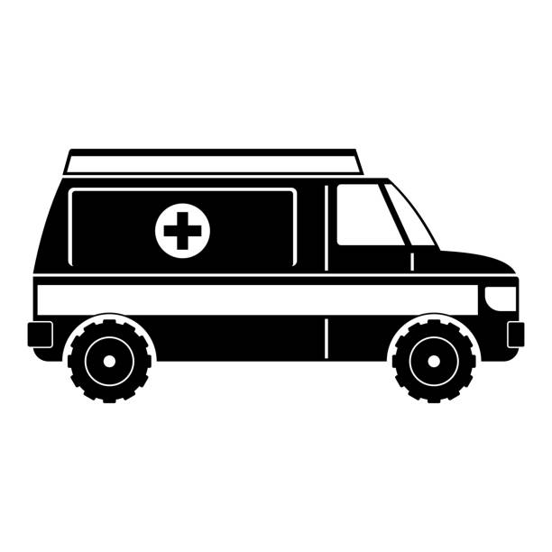 빠른 구급차 아이콘, 간단한 스타일 - ambulance mini van speed emergency sign stock illustrations