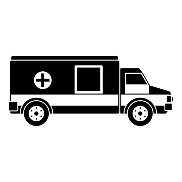 의료 보조 아이콘, 간단한 스타일 - ambulance mini van speed emergency sign stock illustrations