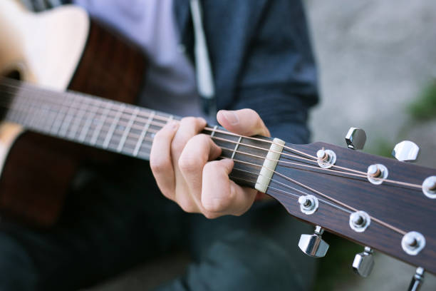 istock Close up of a new guitar Romantic date 1016269536