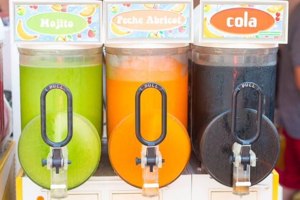 istock three Colorful slush dispensers close up with 