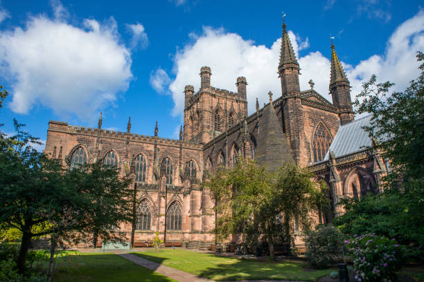 체스터, 영국에서 체스터 대성당 - chester england church cathedral tower 뉴스 사진 이미지