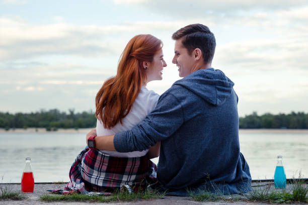 Positive young couple being in love Romantic date
