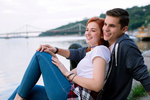 istock Nice joyful coupe enjoying the view Romantic date 1016276544