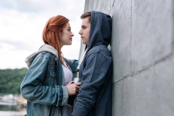 Beautiful nice woman looking at her boyfriend