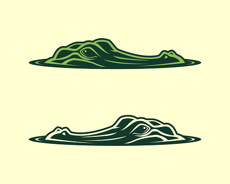 Alligator face emerging from water vector illustration