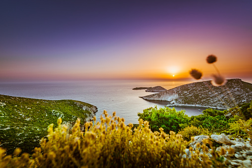 sunset on greece coast