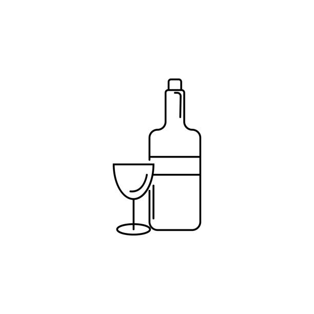 бутылка вина с иконой бокала вина - barware stock illustrations