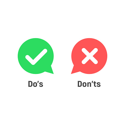 Speech bubble like dos and donts. Flat simple trend modern logotype graphic design. Concept of checklist element and reject or accept symbol for evaluation quiz. Vector illustration