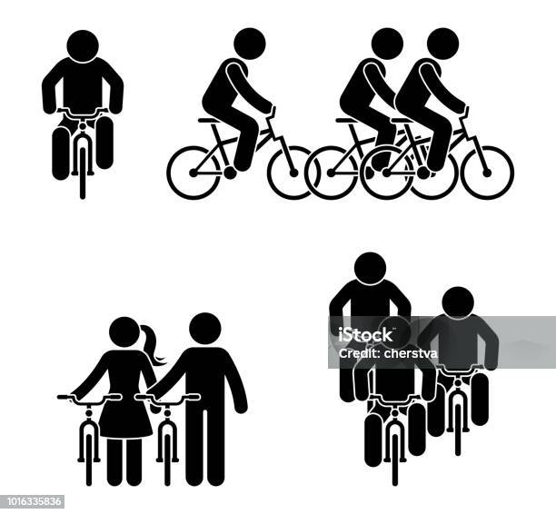 Stick Figure Bicycle Race Pictogram Sport Activity Fitness Icon Stock Illustration - Download Image Now