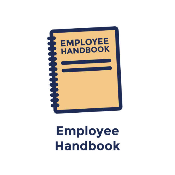 New Hire or new employee icon focusing on the employee handbook or manual New Hire or new employee icon focusing on employee handbook / manual business plan document stock illustrations