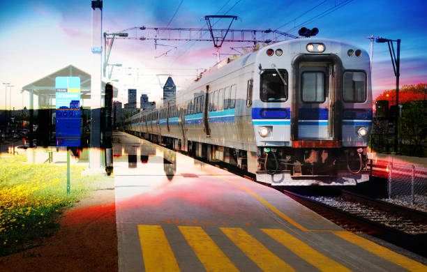 istock Passenger Train and Railroad Photo Montage 1016377140