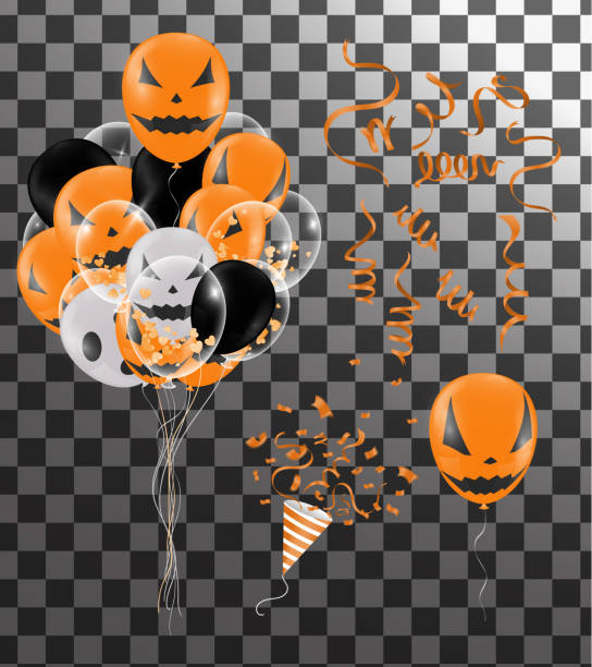 istock Halloween Background with Halloween Ghost Balloons.Scary air balloons.Website spooky,Background . Vector illustration 1016377498