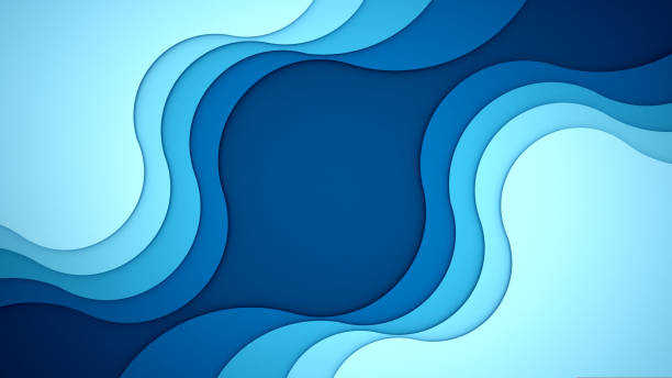 istock Blue wave for artwork background - Wavy blue paper cut style and craft style- Artwork blue wave and empty space for add message - 3D Illustration 1016384534