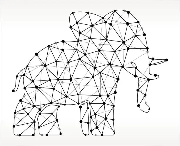 Vector illustration of Elephant  Triangle Node Black and White Pattern