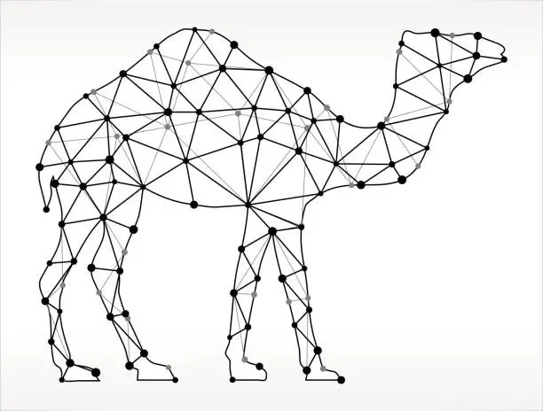 Vector illustration of Camel  Triangle Node Black and White Pattern