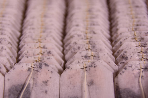 Rows of the teabags for the background