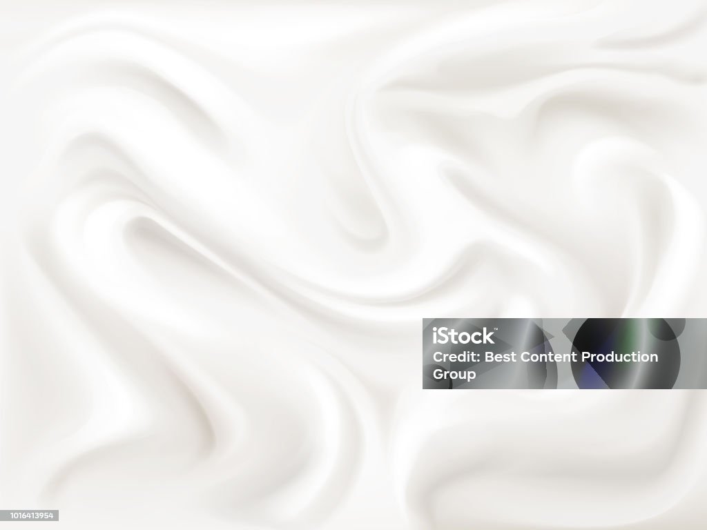 Yogurt cream or silk texture vector illustration Yogurt, cream or silk texture vector illustration of 3D liquid white paint wavy flow pattern background for dairy product, textile or cosmetic moisturizer design template Textured stock vector