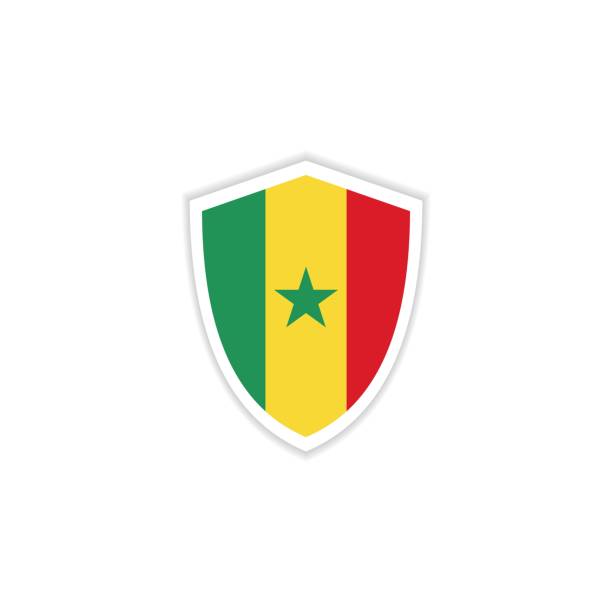illustrazioni stock, clip art, cartoni animati e icone di tendenza di illustrazione di progettazione del modello vettoriale emblema bandiera senegalese - senegal africa vector illustration and painting