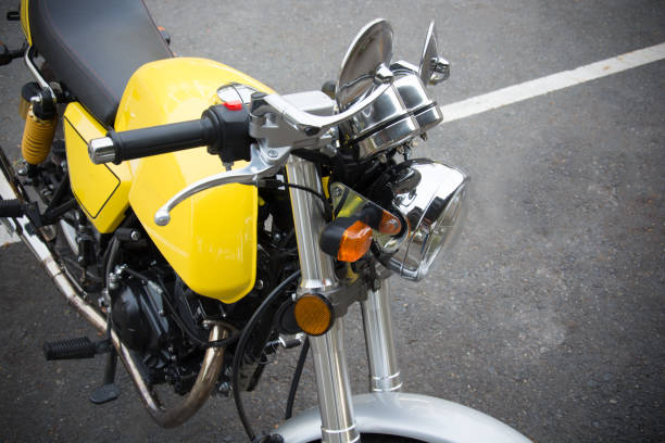 istock vintage Motorcycle detail on the road 1016419478