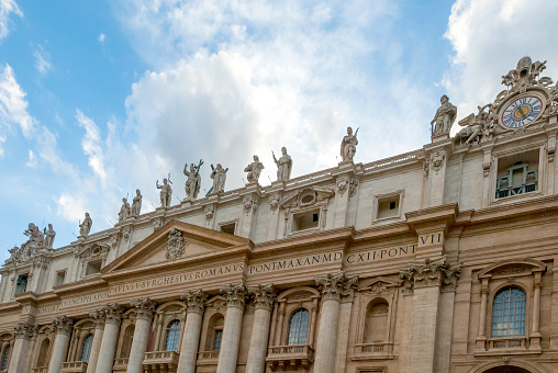 Panoramic view at downtown of city of Rome, the capital of Italy characterized with great European architecture and a good weather. Rome skyline view on a sunny day