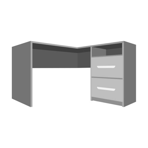 istock Grey desk with lockers.Desk for paperwork.Workplace and job, office, working symbol.Bedroom furniture single icon in monochrome style vector symbol stock illustration. 1016454456