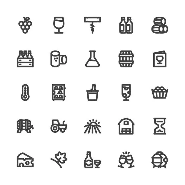 Vector illustration of Winery Icons - Bold Line Series