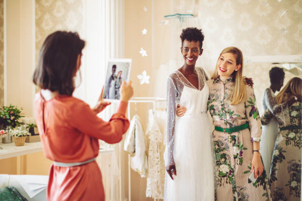 istock The bride is trying out her wedding dress 1016485292