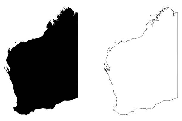 澳大利亞西部地圖向量 - 澳洲西部 插圖 幅插畫檔、美工圖案、卡通及圖標