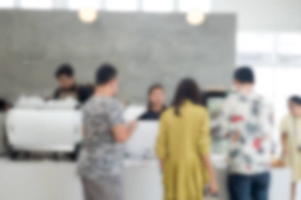istock Blurred cafe restaurant background, coffee shop blur background with people 1016498004