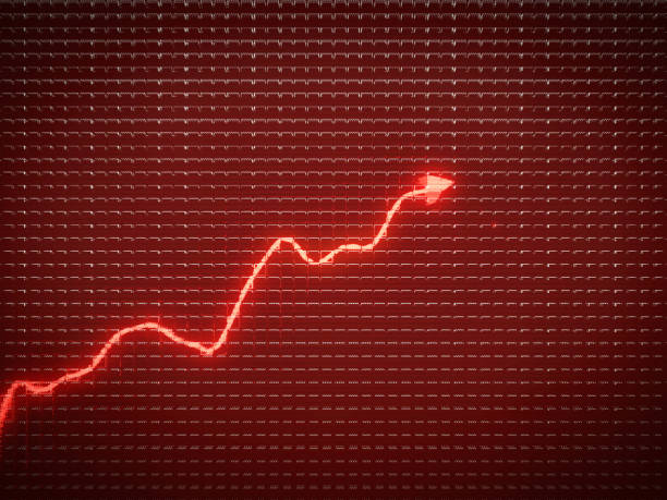 istock red trend as success symbol or financial growth. Useful for analytics 1016499548