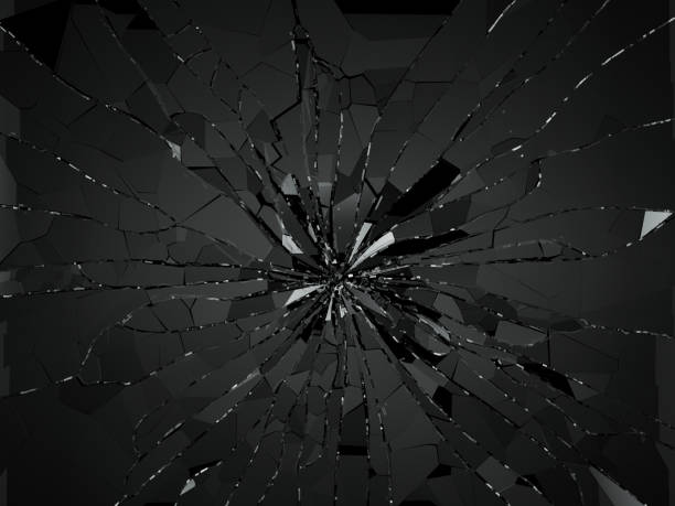 beschädigte oder gebrochene glas schwarz - black break stock-fotos und bilder