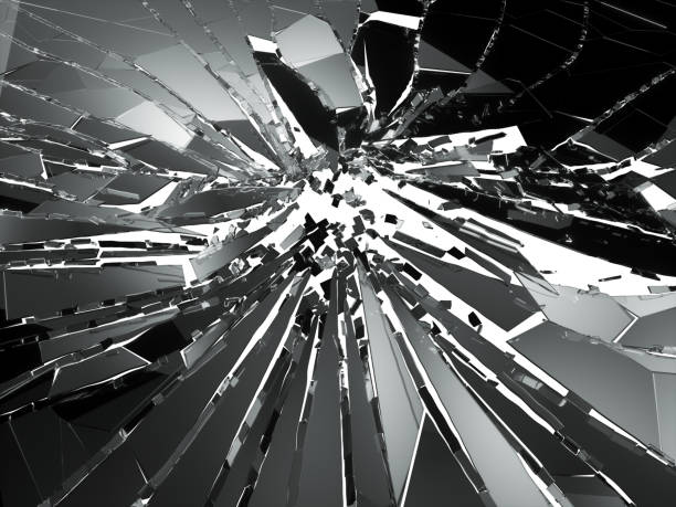 istock Pieces of splitted or cracked glass on white. 3d rendering 3d illustration 1016501670