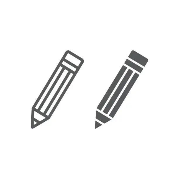 Vector illustration of Pencil line and glyph icon, tools and design, pen sign, vector graphics, a linear pattern on a white background, eps 10.