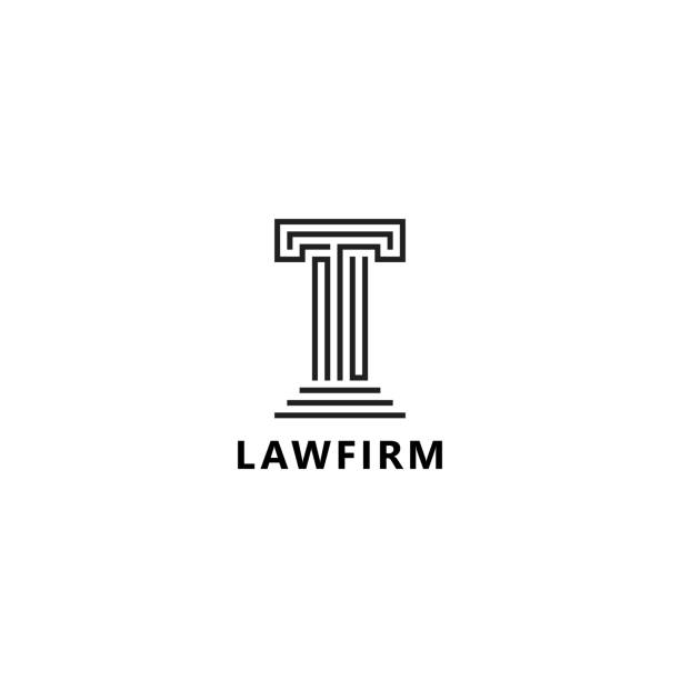 ilustrações, clipart, desenhos animados e ícones de molde do ícone da linha de lei pilar - stability law column business