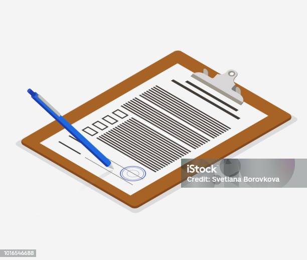 Sign Paper Document Sign Documents Workplace With Paper Document Stock Illustration ...
