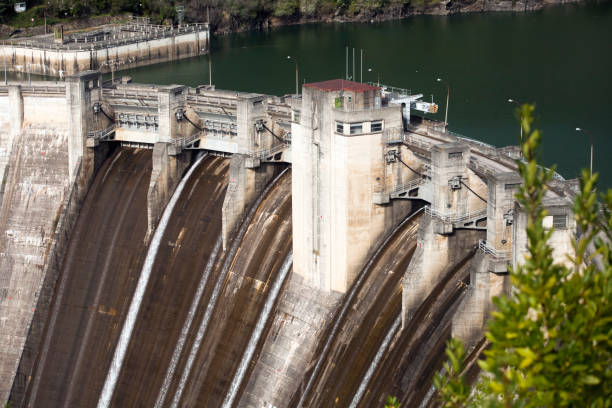 istock River reservoir dam in Galicia, Spain. Sustainable resources. 1016586264