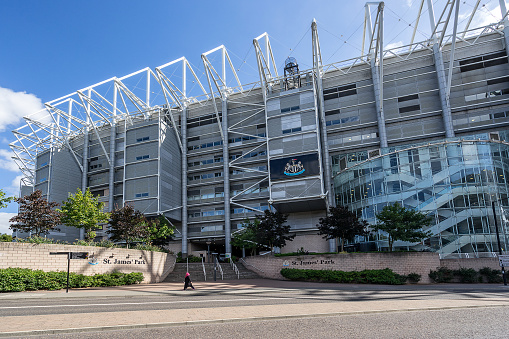 18th March 2024: St James' Park football stadium in the north east of England city of Newcastle Upon Tyne. It is the home stadium of Newcastle United football team.  It has a seating capacity for 52,350 and is the 8th largest football stadium in England.