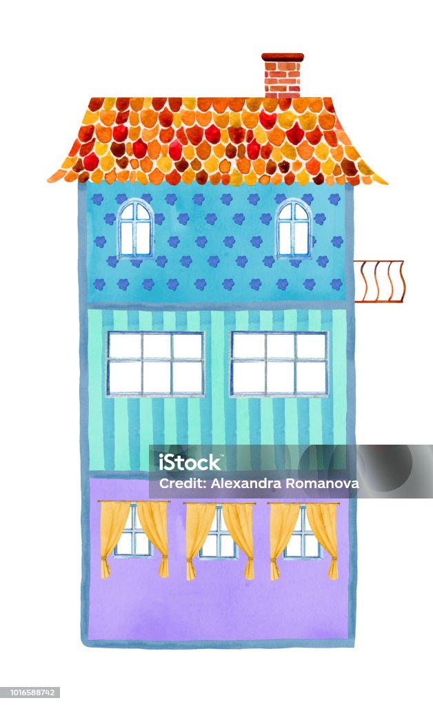 Inside View Of Empty Threestory Cartoon Paper Doll House Hand Drawn  Watercolor Illustration Stock Illustration - Download Image Now - iStock