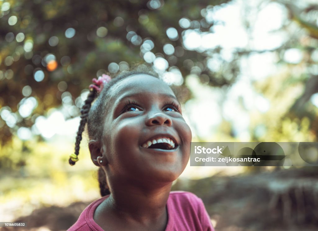 portrait of a cute little African girl Child Stock Photo