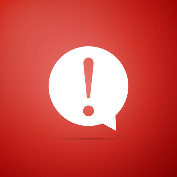 istock Exclamation mark in circle icon isolated on red background. Hazard warning symbol. Flat design. Vector Illustration 1016611874