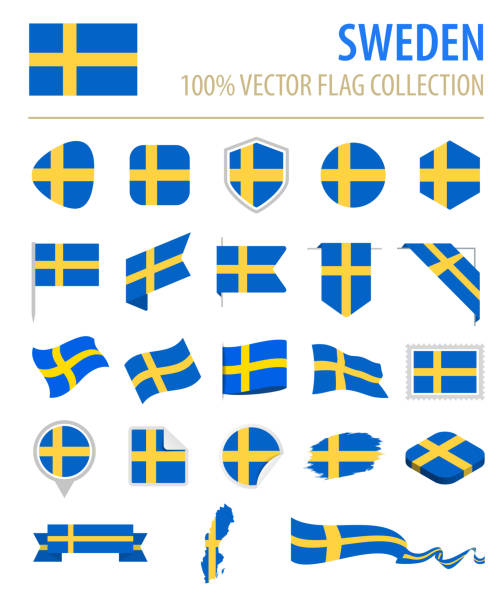 Sweden - Flag Icon Flat Vector Set Sweden - Flag Icon Flat Vector Set sweden flag stock illustrations