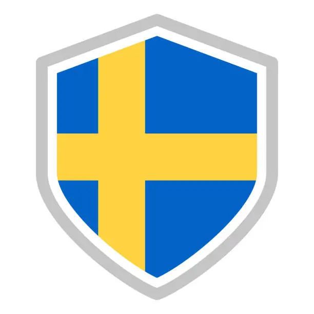 Vector illustration of Sweden - Shield Flag Vector Flat Icon