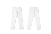 Blank white pants lying mock up, front and back side