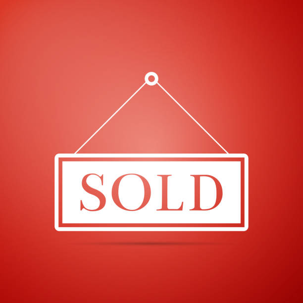 istock Sold sign isolated on red background. Sold sticker. Sold signboard. Flat design. Vector Illustration 1016623306