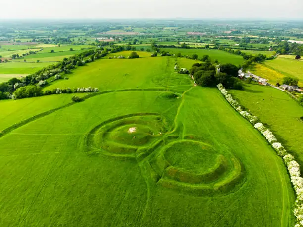 Photo of Aerial view of the Hill of Tara, an archaeological complex, containing a number of ancient monuments, County Meath, Ireland