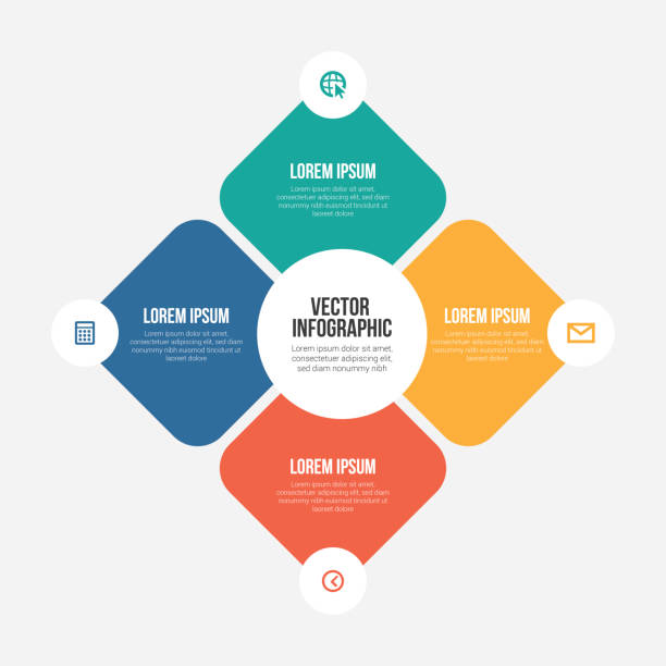 Vector Infographic Templates Infographic for steps, presentation, data number 4 stock illustrations