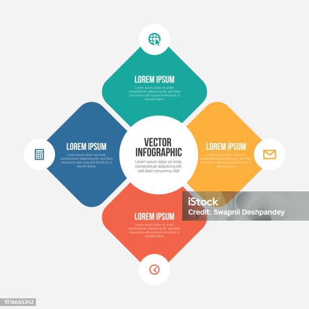 Vector Infographic Templates Stock Illustration - Download Image Now - Number 4, Infographic, Circle